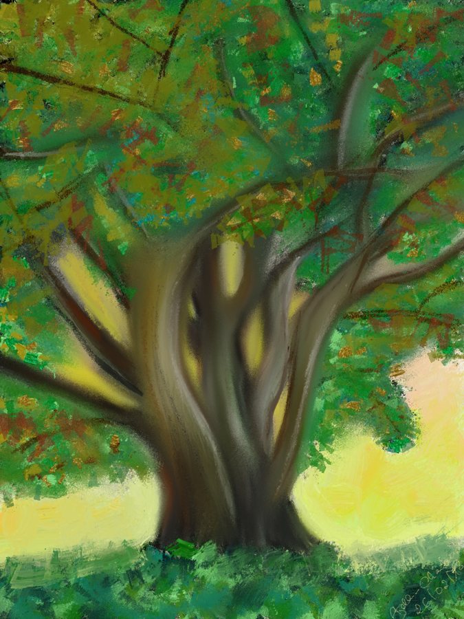 Digital gemalter Baum mit grüner Krone